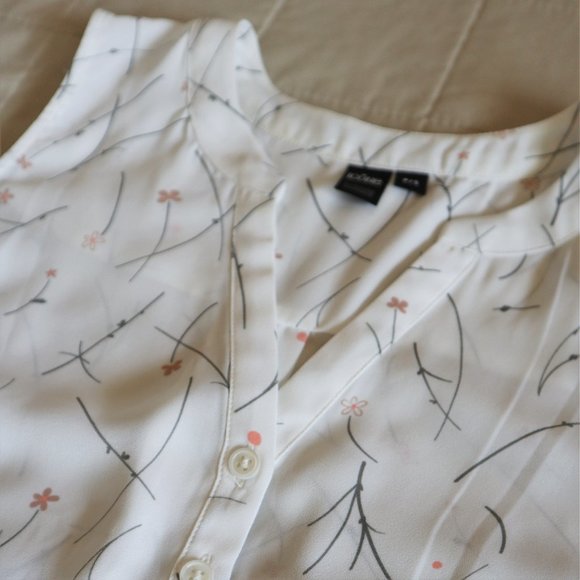 Icone White Sleeveless Blouse with Gray and Pink Floral Pattern - Picture 4 of 7